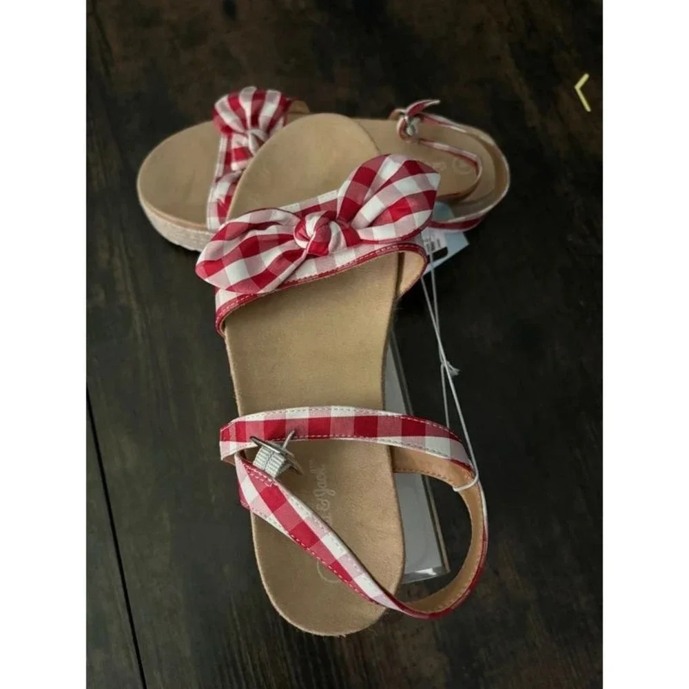 Big Girls Gingham Red Sandals by Cat‎ & Jack Daphne  Size 4 New With Tags